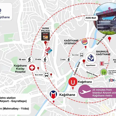 Near Airport Metro 1-bdr Gympool * Estambul